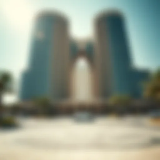 A stunning view of فندق السيف دبي showcasing its unique architectural design