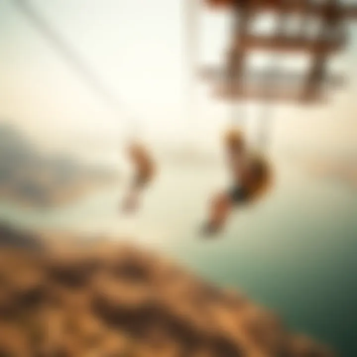 Adventurers enjoying the zip line experience on Jebel Jais