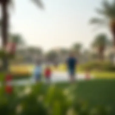 A serene park in Khalidiya with families enjoying outdoor activities.