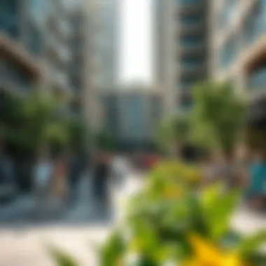 Community gathering in the plaza area of Maitha Plaza