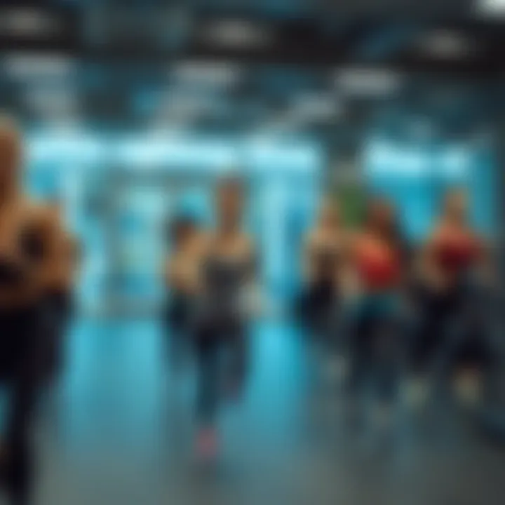 Group fitness class in session at Marina Mall Gym