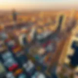Aerial view of Motor City showcasing its vibrant automotive landscape