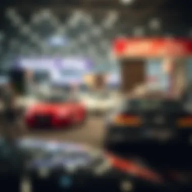 A bustling automotive exhibition event at Motor City