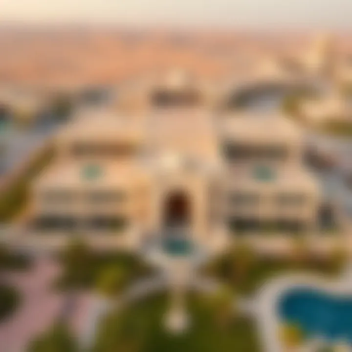 Aerial View of Qasr Al Emarat An aerial view of Qasr Al Emarat highlighting its grand structure and surroundings