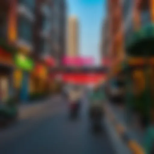 Vibrant street view near Burjuman Station showcasing local life