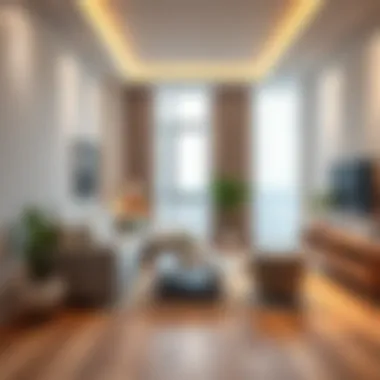 Functional Studio Living Space A cozy studio living space with functional design elements