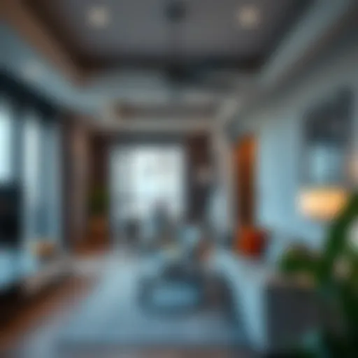 A modern studio apartment showcasing stylish interior design in Bur Dubai