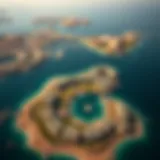 Stunning aerial view of Juzur Al Hob showcasing its unique island layout