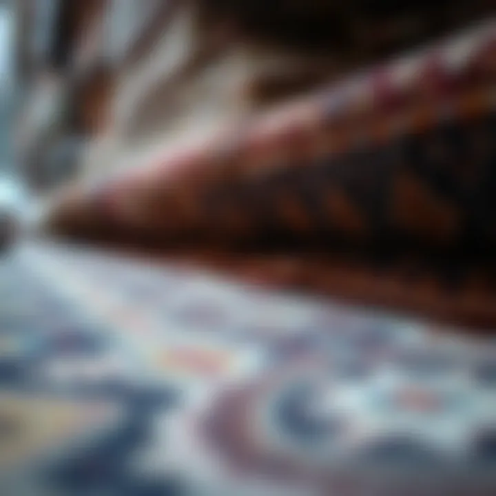 A close-up of the unique patterns and textures of handmade carpets