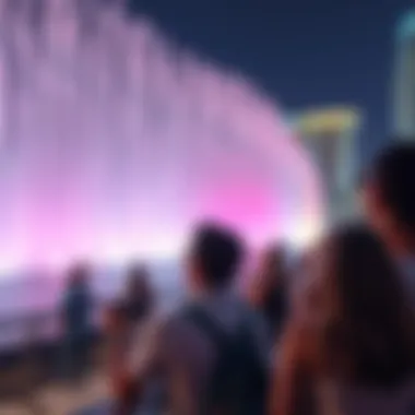Audience Engagement at the Enchanting Dubai Fountain Show Audience enjoying the Dubai Fountain Show with a vibrant atmosphere