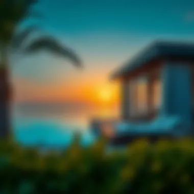 Scenic Beauty of Mamzar Beach Chalet Scenic view of Mamzar Beach Chalet at sunset