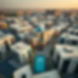 Aerial view of the Rabdan Area showcasing its unique architecture