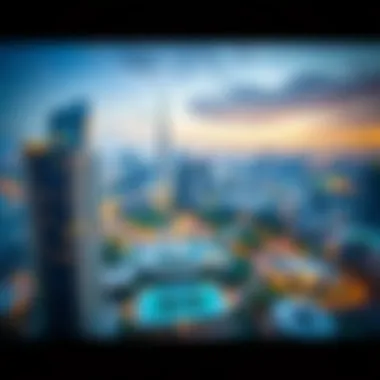 Panoramic view of the Tecom area highlighting the Saraya Building's strategic location