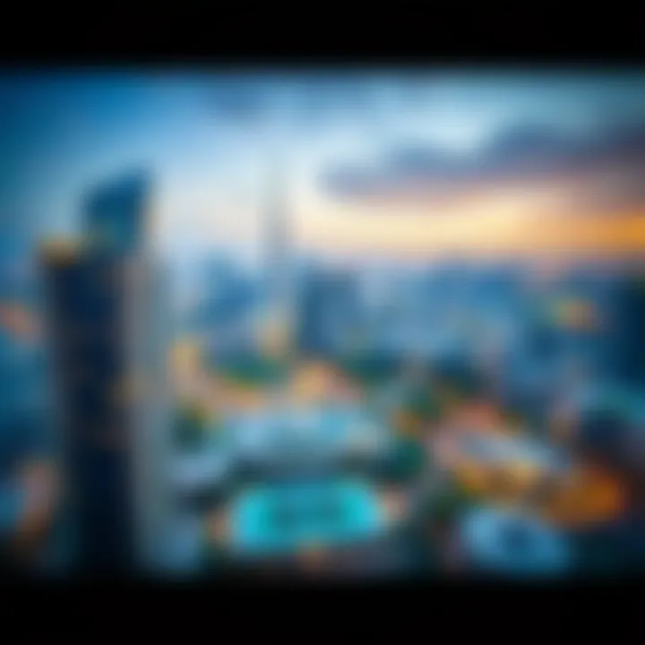 Panoramic view of the Tecom area highlighting the Saraya Building's strategic location