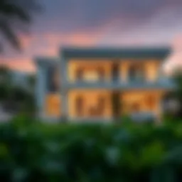 Luxurious villa exterior showcasing modern architecture