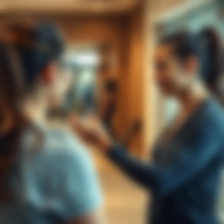 Personal trainer assisting a client