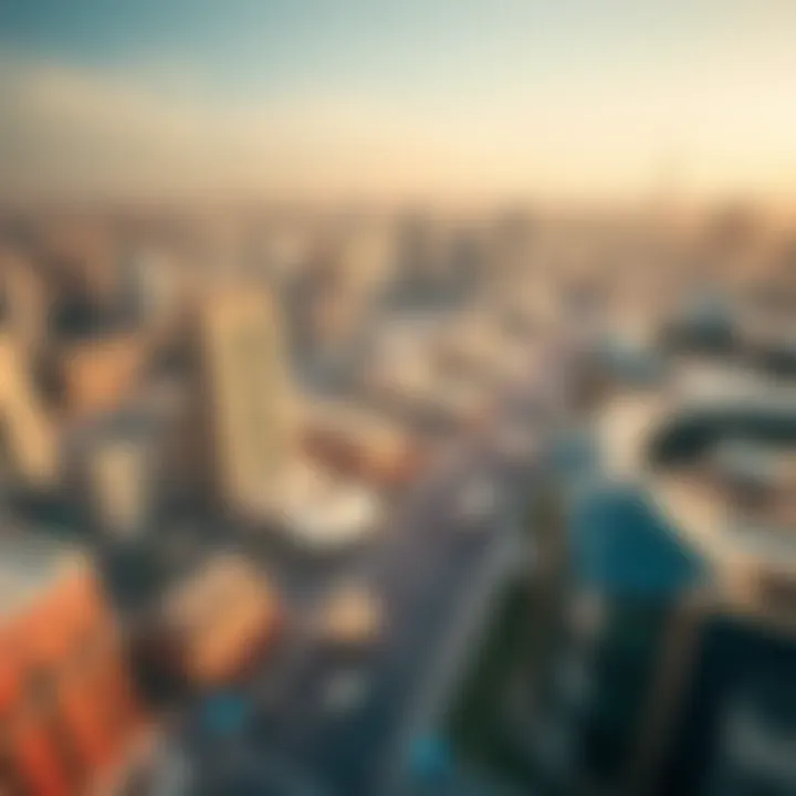 Aerial view of Dubai's urban landscape during a major festival