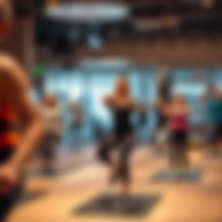 Group fitness class in session emphasizing community engagement