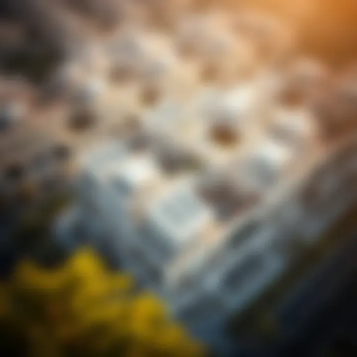 Aerial view of Forte residential complex highlighting architectural features