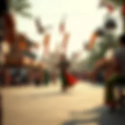 A vibrant cultural festival showcasing traditional dances and music