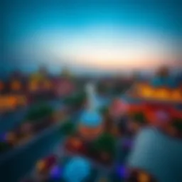 Aerial view of Global Village Dubai showcasing its vibrant attractions and pavilions.