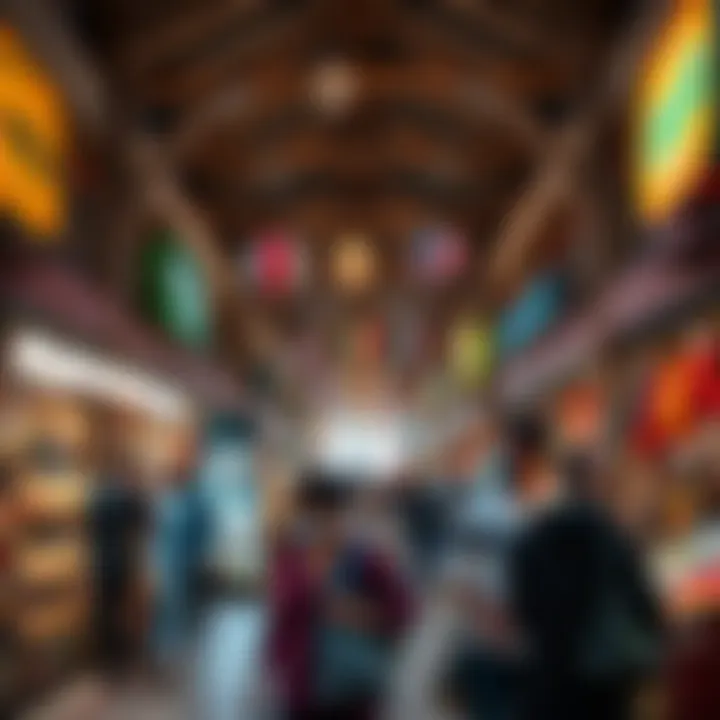 Marketplace Vibrance at Global Village A bustling marketplace within Global Village filled with colorful stalls and international goods.