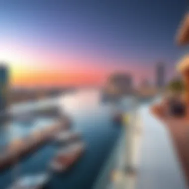 Scenic view of Dubai Creek from the hotel's terrace, highlighting its location