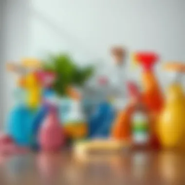 An array of cleaning supplies representing various services