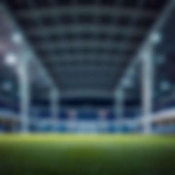 Architectural details of an indoor football venue