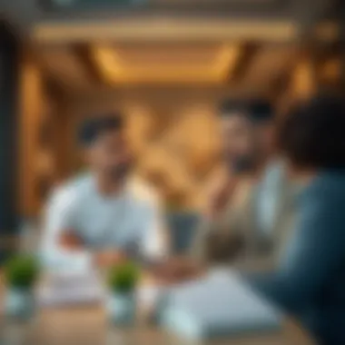 A professional consulting with a client regarding property