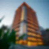 Exterior view of the Iris Tower showcasing its unique architectural design