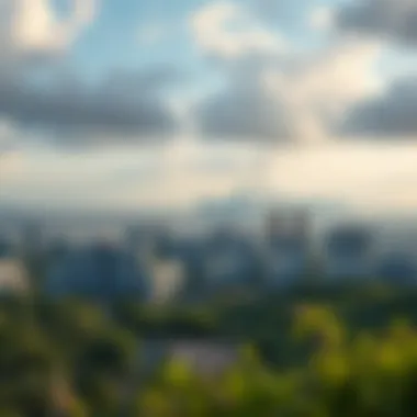 A panoramic view of Jumeirah Heights West showcasing its stunning skyline and lush surroundings