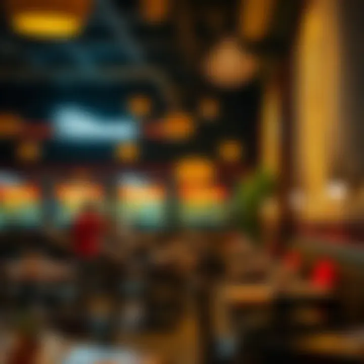 The vibrant ambiance of the restaurant, capturing the essence of late-night dining in Karama.
