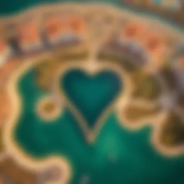 Aerial shot showcasing the heart-shaped design of Love Lake