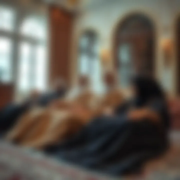 Trendy Emirati abayas laid out in a designer collection