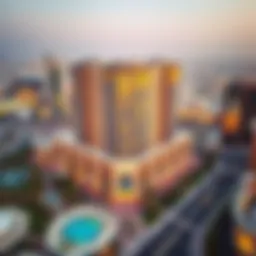 Aerial view of Mazaya Business Avenue BB1 showcasing its architectural design