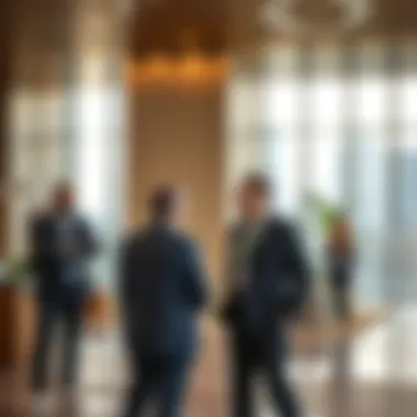 Investors discussing opportunities at Mazaya Business Avenue BB1