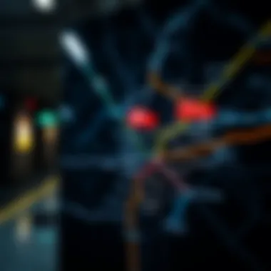 Dubai Metro map highlighting routes