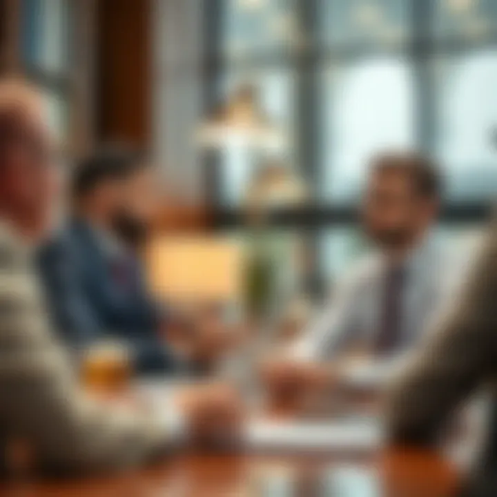 Business professionals discussing trademarks