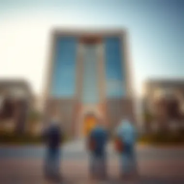 Investors exploring opportunities in front of the Mubarak Al Mansoori Building