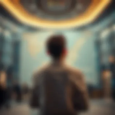 A person contemplating career options with a map of Dubai