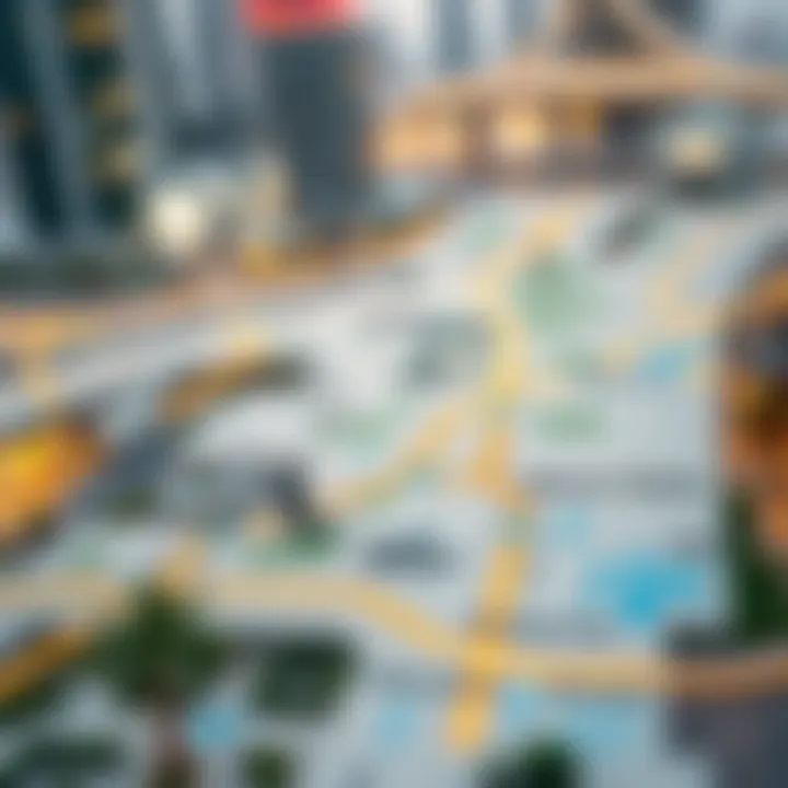 Illustration of metro map highlighting connectivity to Silicon Oasis