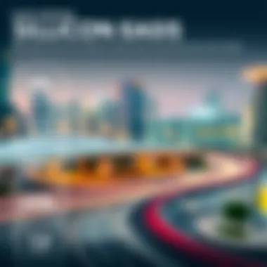 Real estate trends infographic related to Silicon Oasis and transport links