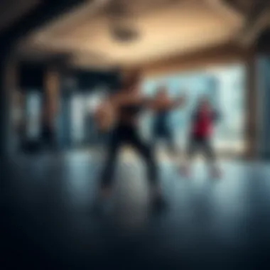 Group fitness class in a vibrant studio environment