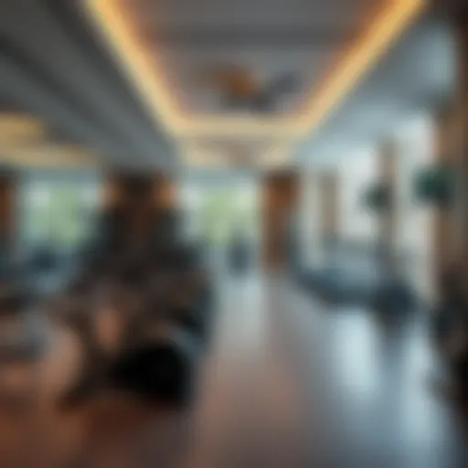 Interior view of a luxury gym with advanced fitness equipment