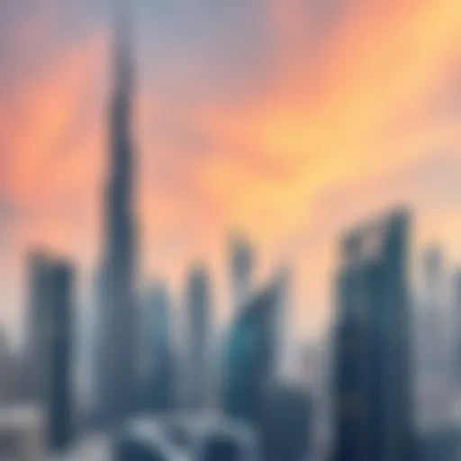 A skyline view of Dubai showcasing modern architecture and high-rise buildings