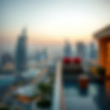 Rooftop View of Dubai's Skyline from Oberoi Hotel Captivating view of Dubai's skyline from the Oberoi Hotel's rooftop