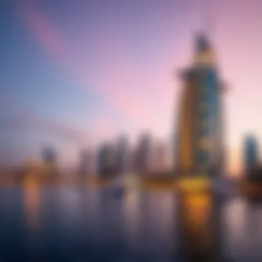 Stunning view of Oceanic Tower at dusk