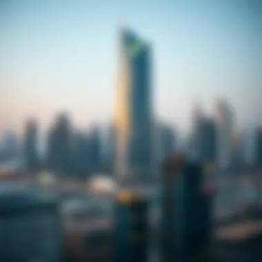 Business Bay skyline with Ontario Tower in focus