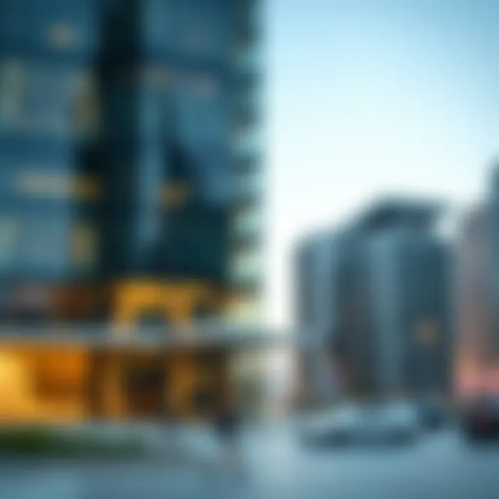 Exterior shot highlighting the modern facade of Ontario Tower